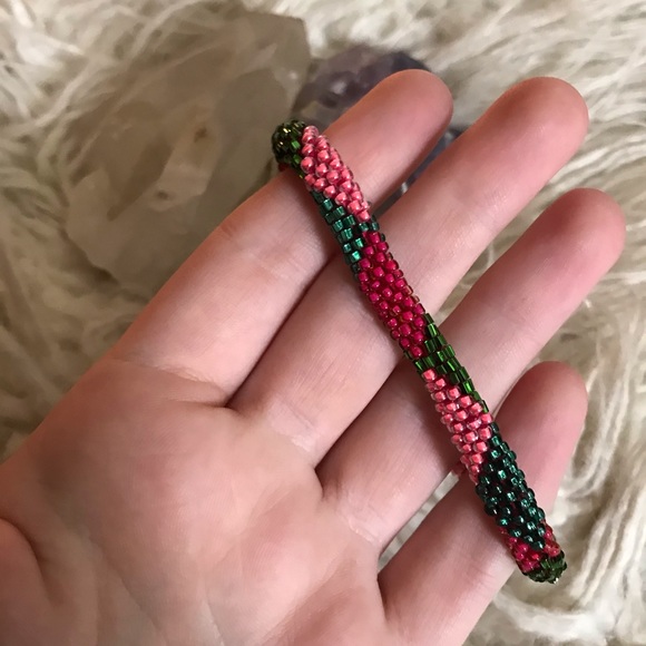 Glass Seed Bead Crochet Roll On Bracelet - Picture 2 of 4